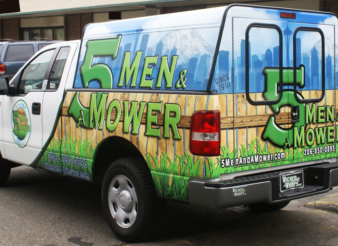 5 Men & Mower Vehicle Wrap