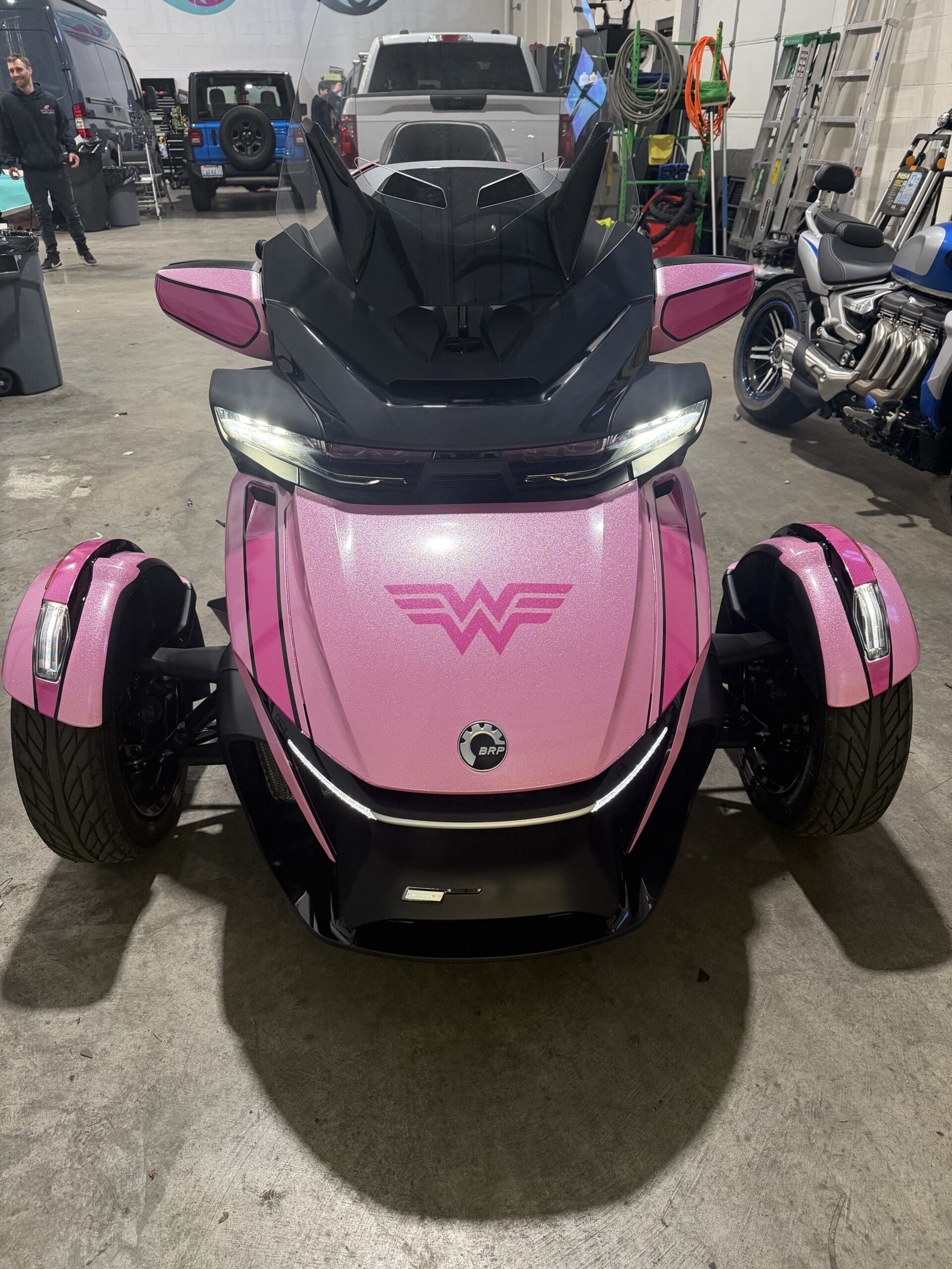 Can-Am Spyder RT Limited – Custom Pink Wrap with Wonder Woman Graphics