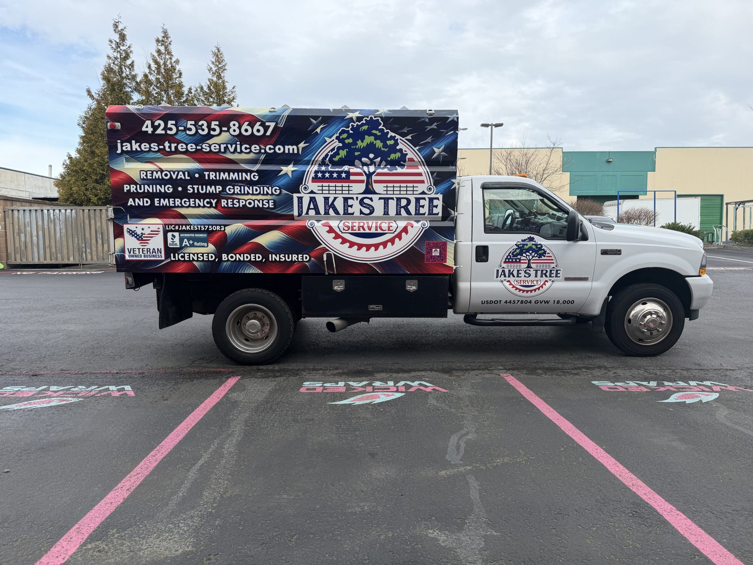 tree service truck wrap Mukilteo Washington — Wicked Wraps small business branding